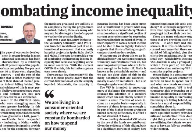 Combating income inequality – Josef Bonnici